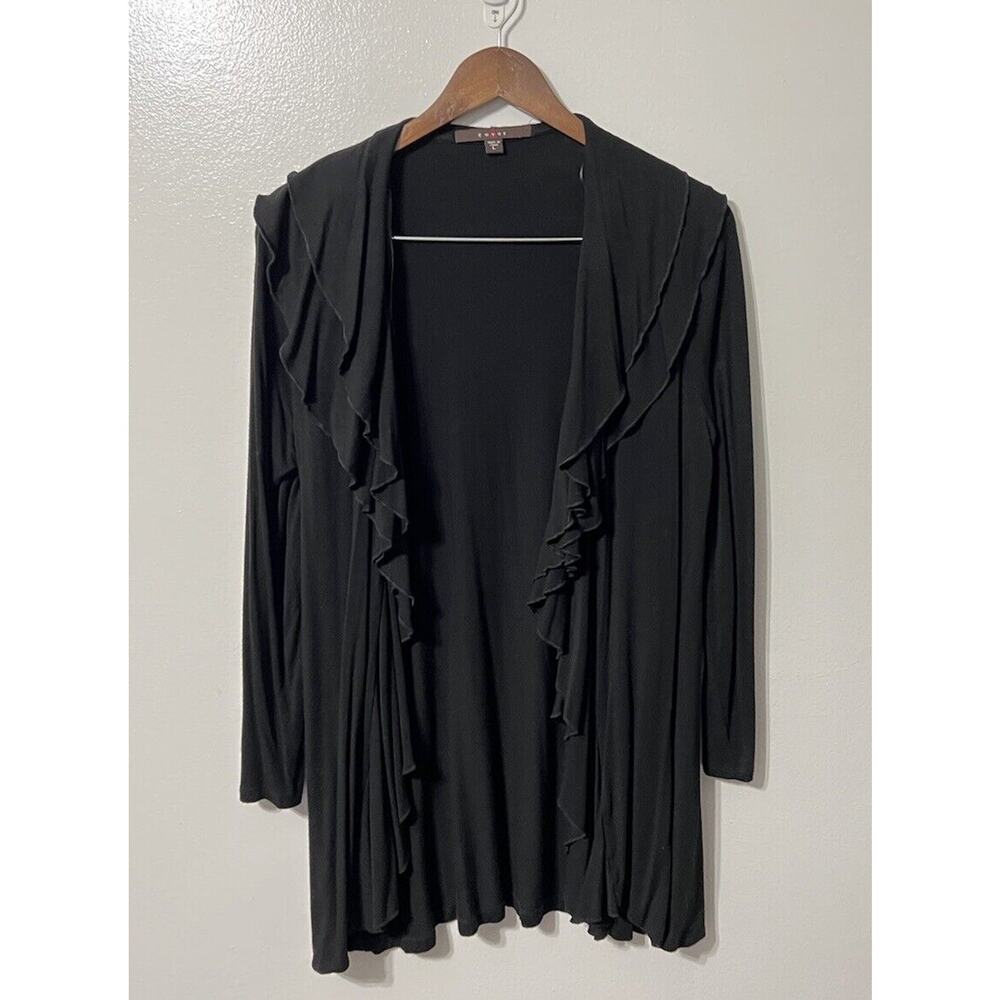 Y2K Black Goth Fairy Ruffle frilly Cardigan Large Whimsigoth Fairygrunge Soft